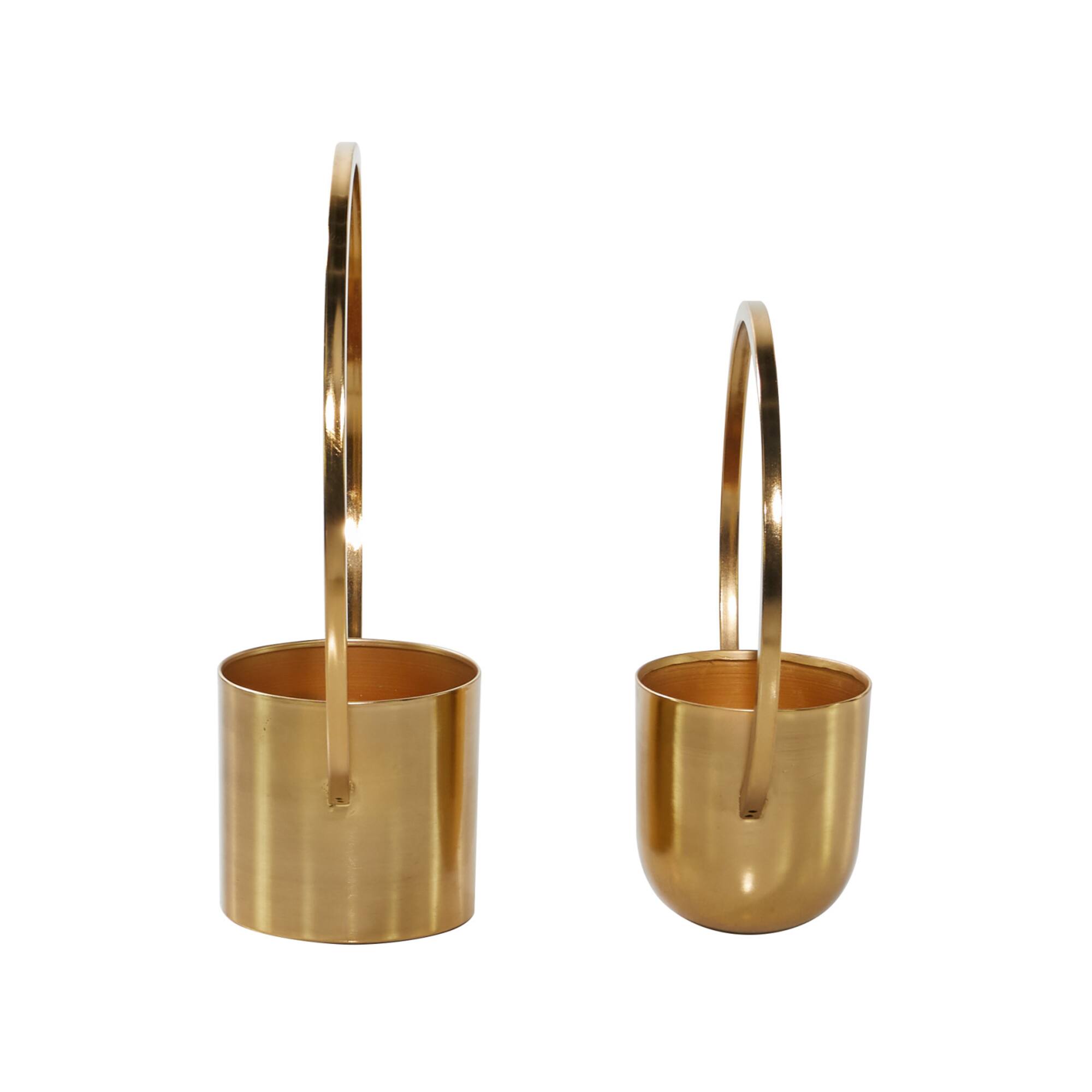CosmoLiving by Cosmopolitan Set of 2 Gold Metal Glam Planter, 11", 14"